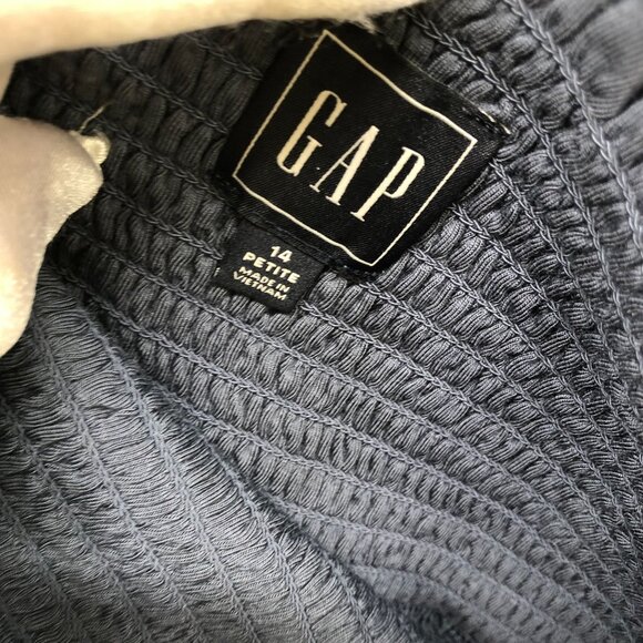 Gap Strapless Smocked Mini Dress Womens 14P Blue A-Line Pull On Modal Blend - Picture 7 of 8